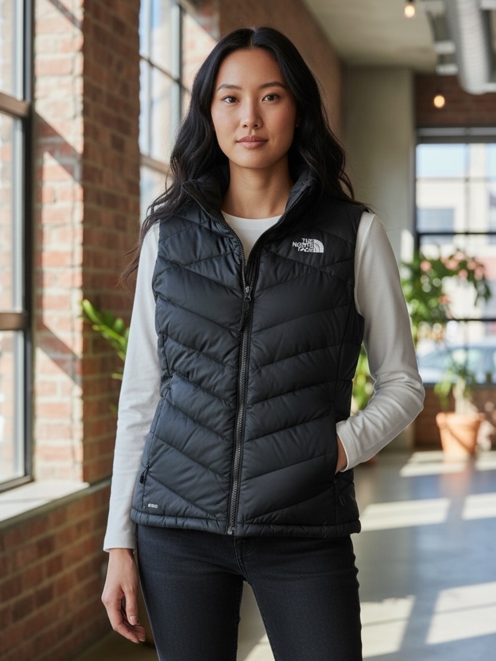 Charcoal Gray 550 Goose Down Insulated Quilted Puffer Vest
